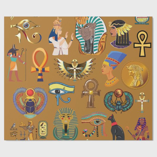 Alte ägyptische Hieroglyphie-Muster Hieroglyphi Geschenkpapier (Flach)