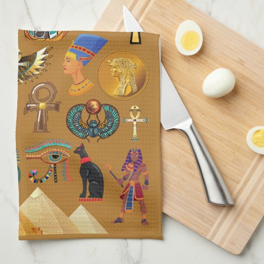 Alte ägyptische Hieroglyphie-Muster Hieroglyphi Geschirrtuch (Viertel Falte)