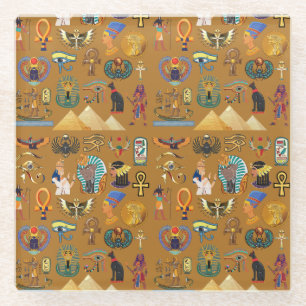 Alte ägyptische Hieroglyphie-Muster Hieroglyphi Glasuntersetzer