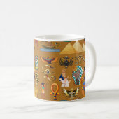 Alte ägyptische Hieroglyphie-Muster Hieroglyphi Kaffeetasse (VorderseiteRechts)