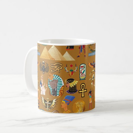 Alte ägyptische Hieroglyphie-Muster Hieroglyphi Kaffeetasse (Vorderseite Links)