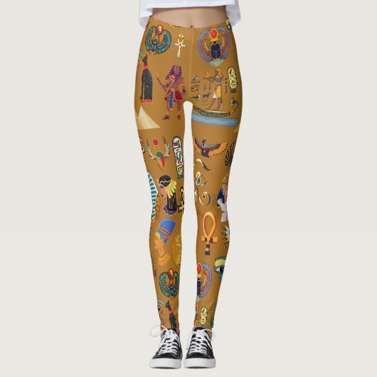Alte ägyptische Hieroglyphie-Muster Hieroglyphi Leggings (Vorderseite)
