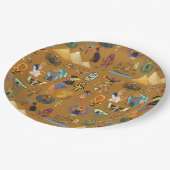 Alte ägyptische Hieroglyphie-Muster Hieroglyphi Pappteller (Schrägansicht)