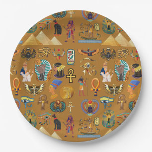 Alte ägyptische Hieroglyphie-Muster Hieroglyphi Pappteller