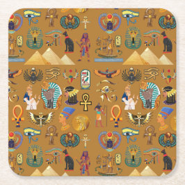 Alte ägyptische Hieroglyphie-Muster Hieroglyphi Rechteckiger Pappuntersetzer