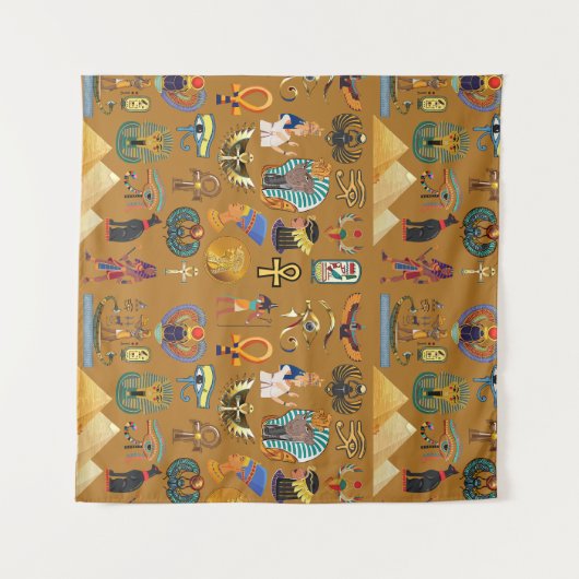 Alte ägyptische Hieroglyphie-Muster Hieroglyphi Wandteppich (Vorderseite (Horizontal))