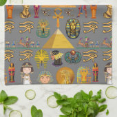 Alte ägyptische Hieroglyphie-Muster Pharao Geschirrtuch (Gefaltet)