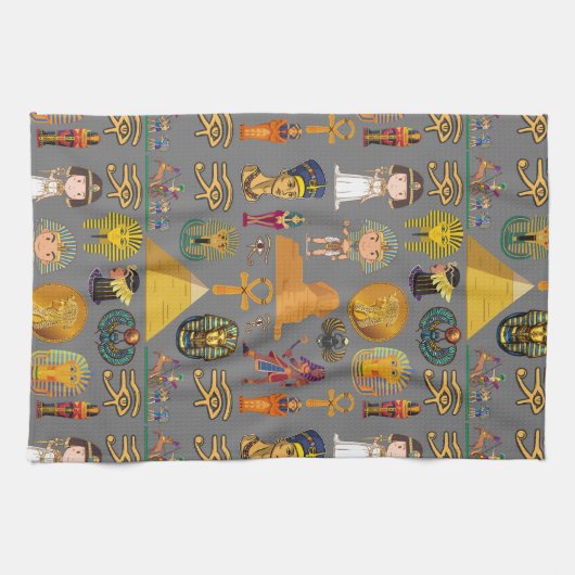Alte ägyptische Hieroglyphie-Muster Pharao Geschirrtuch (Horizontal)