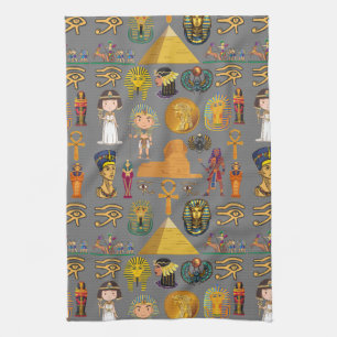 Alte ägyptische Hieroglyphie-Muster Pharao Geschirrtuch