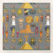 Alte ägyptische Hieroglyphie-Muster Pharao Glasuntersetzer (Vorderseite)