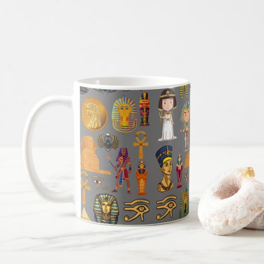 Alte ägyptische Hieroglyphie-Muster Pharao Kaffeetasse (Mit Donut)