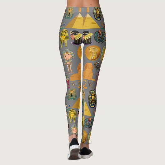 Alte ägyptische Hieroglyphie-Muster Pharao Leggings (Rückseite)
