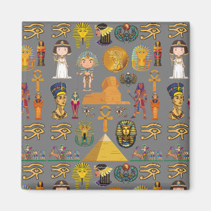 Alte ägyptische Hieroglyphie-Muster Pharao Magnet