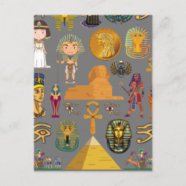 Alte ägyptische Hieroglyphie-Muster Pharao Postkarte