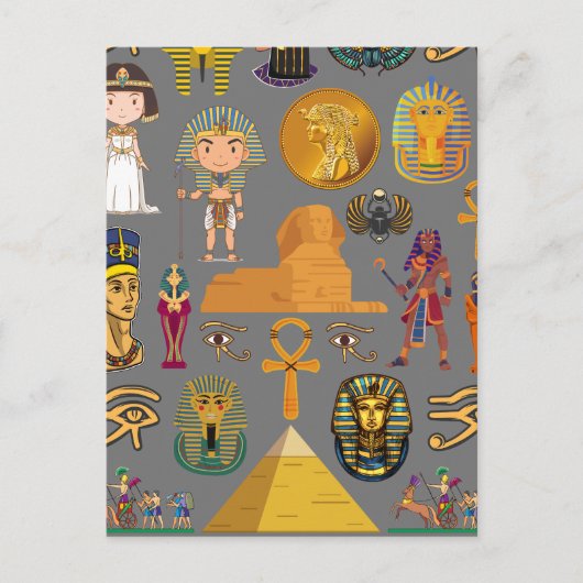 Alte ägyptische Hieroglyphie-Muster Pharao Postkarte (Vorderseite)