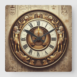 Alte Ägyptische Hintergrunduhr 006 Quadratische Wanduhr