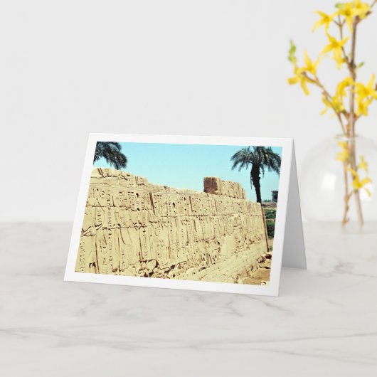 Alte ägyptische Mauer mit Hieroglyphics, Luxor Karte (Gelbe Blume)