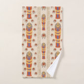 Alte ägyptische Mummy Artifact Orange Blue Badhandtuch Set (Handtuch)