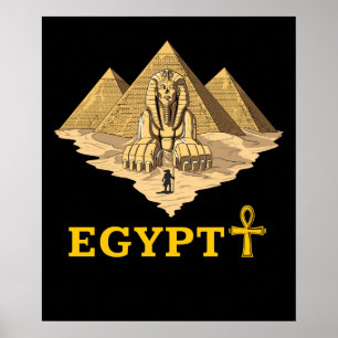 Alte ägyptische Pyramide-Sphinx-heilige Geometrie Poster