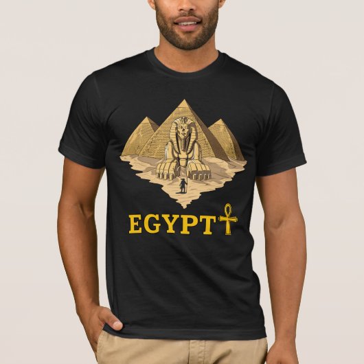 Alte ägyptische Pyramide-Sphinx-heilige Geometrie T-Shirt (Vorderseite)