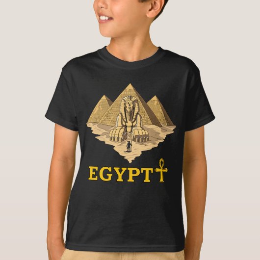 Alte ägyptische Pyramide-Sphinx-heilige Geometrie T-Shirt (Vorderseite)
