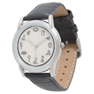 Alte ägyptische Pyramiden und Symbole Lederuhr Armbanduhr