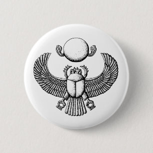Alte ägyptische Skarabäerin schwarz und weiß Button