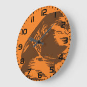 Alte ägyptische Sphinx fett Orange und Braun Große Wanduhr (Winkel)