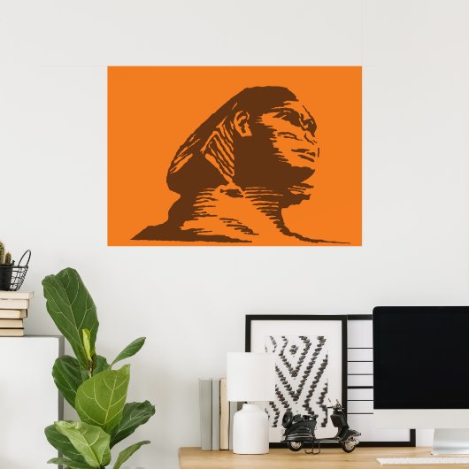 Alte ägyptische Sphinx fett Orange und Braun Poster (Heimbüro)
