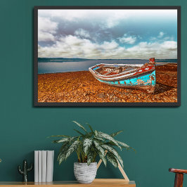 Alte Aiola. Traditionelles portugiesisches Boot am Poster