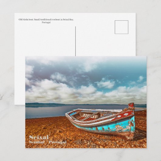 Alte Aiola. Traditionelles portugiesisches Boot am Postkarte (Vorne/Hinten)
