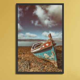 Alte Aiola. Traditionelles portugiesisches Boot an Poster