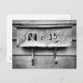 Alte akkubetriebene Postbox Schwarz/Weiß Postkarte (Vorne/Hinten)