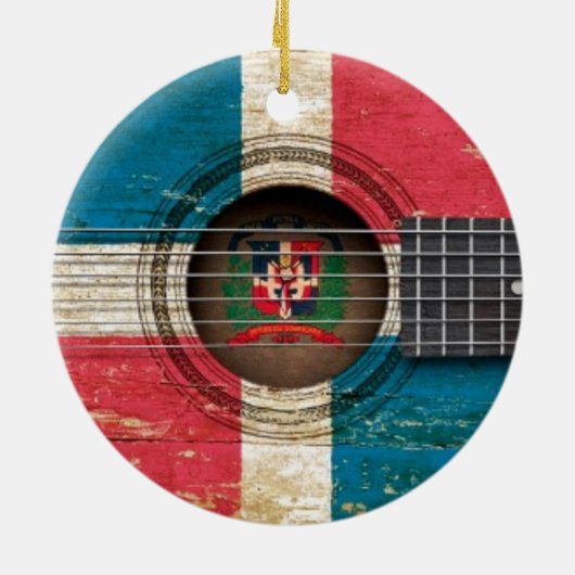 Alte Akustikgitarre mit Dominikanische Keramik Ornament (Hinten)