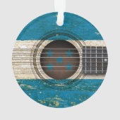Alte Akustikgitarre mit Honduras-Flagge Ornament (Rückseite)