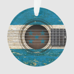 Alte Akustikgitarre mit Honduras-Flagge Ornament