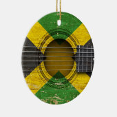Alte Akustikgitarre mit jamaikanischer Flagge Keramik Ornament (Rechts)