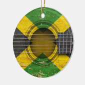 Alte Akustikgitarre mit jamaikanischer Flagge Keramik Ornament (Links)