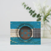Alte akustische Gitarre mit Honduras-Flagge Postkarte (Stehend Vorderseite)