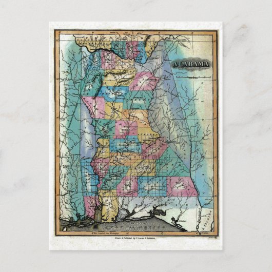 Alte Alabama Karte 1826 (Vorderseite)