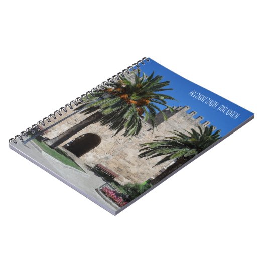 Alte Alcudia Stadt Mallorca Spanien Urlaub Souveni Notizblock (Linke Seite)