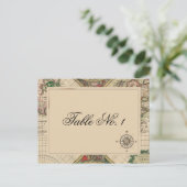 Alte alte Weltkarte Hochzeitsstimmung Tischnummer (Stehend Vorderseite)