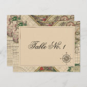 Alte alte Weltkarte Hochzeitsstimmung Tischnummer (Vorne/Hinten)