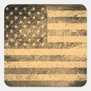 Alte amerikanische Flagge Grunge Quadratischer Aufkleber
