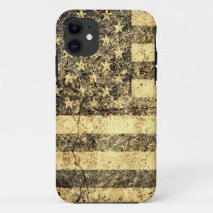 Alte amerikanische Flaggengrunge knackte Mauer iPhone 11 Hülle