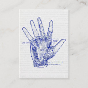 Alte anatomische Zeichnung Handfläche Visitenkarte