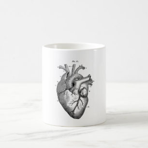 Alte anatomische Zeichnung menschliches Herz Kaffeetasse