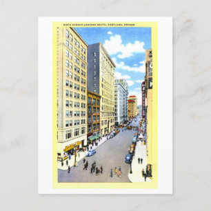 Alte Ansicht der Sixth Avenue in Portland, Oregon, Postkarte
