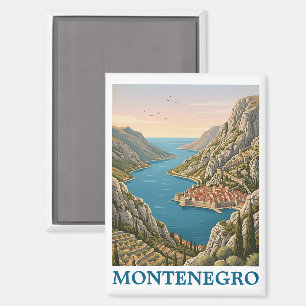 Alte Ansicht von Kotorer Bucht Montenegro Balkan L Magnet