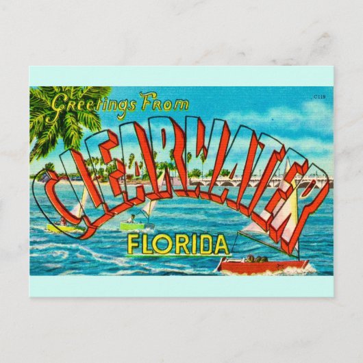 Alte Ansichtskarte von Clearwater Florida Postkarte (Vorderseite)
